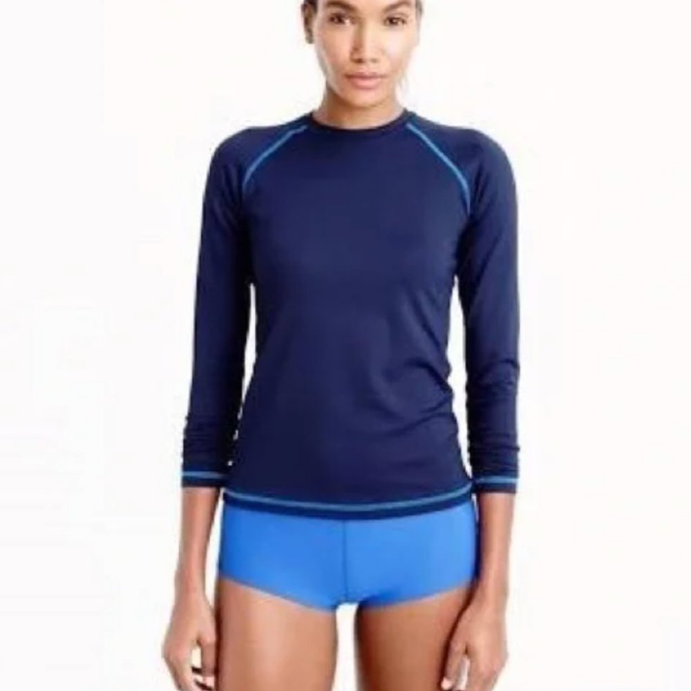J Crew Women's Navy Sun Shirt Rash Guard, Small